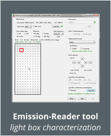 Emission-Reader tool light box characterization